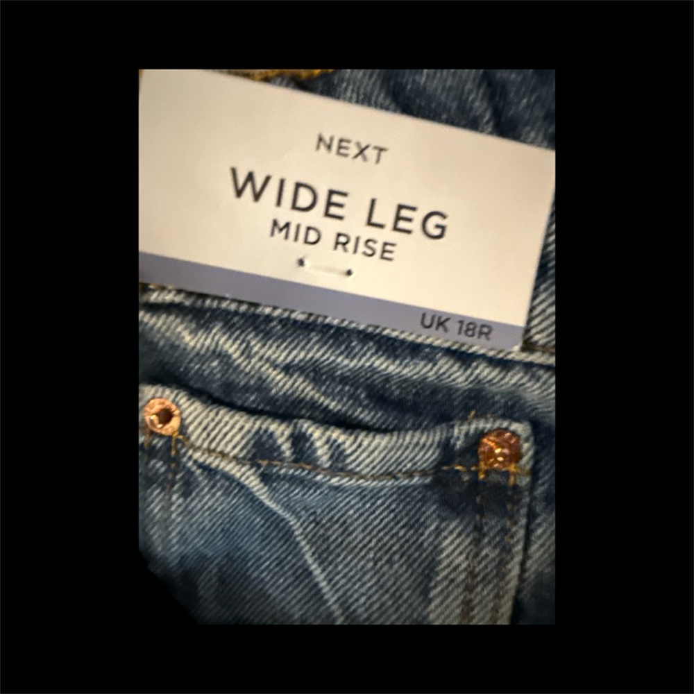Next Wide Leg Mid Rise Jeans 14 R - Picture 6 of 6